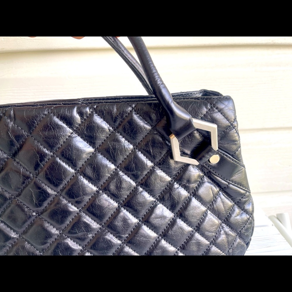 Hype Black Quilted Leather Hand Bag. - Picture 4 of 6